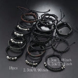 18 Pcs Street Hip -Hop Retro Bracelet, Punk Jewelry Set Bracelet Mixed Style Men's Accessories