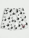 ROMWE Prep Men's Star Pattern Drawstring Waist Shorts