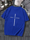 Manfinity Homme Men's Fashionable Summer Short Sleeve T-Shirt In Blue With 'waymaker' Print - MapleCo