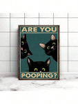 1pc Canvas Painting Print Poster Funny Triple Black Cat Peeking, Retro Sneaking Cat Poster, Are You Pooping Wall Art Home Decor Room Decor Canvas Poster No Frame , Halloween Decoration, No Frame