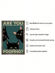 1pc Canvas Painting Print Poster Funny Triple Black Cat Peeking, Retro Sneaking Cat Poster, Are You Pooping Wall Art Home Decor Room Decor Canvas Poster No Frame , Halloween Decoration, No Frame