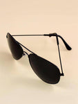 1 Pair Of Retro Black Aviator Fashion Glasses With Metal Coating And Frog Mirrored Lenses Shades Accessories