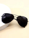 1 Pair Of Retro Black Aviator Fashion Glasses With Metal Coating And Frog Mirrored Lenses Shades Accessories