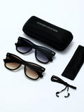 POLASUP 2pcs/Set Classic Basic Style Stud Detail Fashion Glasses With Lens Rope And Box Shades Accessories