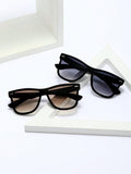 POLASUP 2pcs/Set Classic Basic Style Stud Detail Fashion Glasses With Lens Rope And Box Shades Accessories