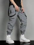 Manfinity EMRG Men Contrast Tape Flap Pocket Drawstring Waist Cargo Pants - MapleCo