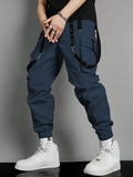 Manfinity EMRG Men Contrast Tape Flap Pocket Drawstring Waist Cargo Pants - MapleCo