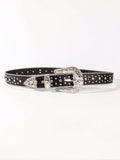 1pc Black Unisex Rhinestone Decor Buckle Punk Boho Belt For Daily Decoration Party Halloween