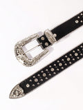 1pc Black Unisex Rhinestone Decor Buckle Punk Boho Belt For Daily Decoration Party Halloween