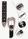 1pc Black Unisex Rhinestone Decor Buckle Punk Boho Belt For Daily Decoration Party Halloween