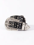 1pc Black Unisex Rhinestone Decor Buckle Punk Boho Belt For Daily Decoration Party Halloween