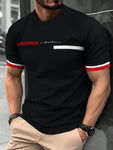 Manfinity Homme Men's Summer Letter Print Round Neck Short Sleeve Casual T-Shirt