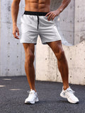 Manfinity Fitness Men's Letter Print Drawstring Waist Wide Pocket Casual Sports Shorts Training