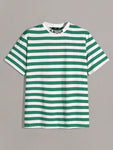 Manfinity Hypemode Men's Summer Casual Knitted Striped T-Shirt With Embroidered Letter