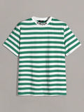 Manfinity Hypemode Men's Summer Casual Knitted Striped T-Shirt With Embroidered Letter