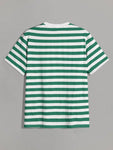 Manfinity Hypemode Men's Summer Casual Knitted Striped T-Shirt With Embroidered Letter