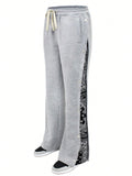 Men's Minimalist Print Patchwork Drawstring Waist Sweatpants