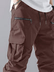 Manfinity Hypemode Loose Men\ Cargo Pants With Flap Pockets, Side And Drawstring Waist