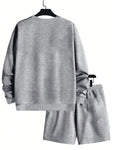 Manfinity Dauomo Men Plus Size Letter Print Sweatshirt And Shorts Set