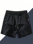 Men's Anti-Lost Zippered Pocket Drawstring Waistband 3/4 Sports Shorts With Unique Features