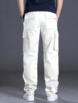 Manfinity Homme Men's Casual Solid Color Cargo Pants With Flap Pockets And Drawstring Waist - MapleCo