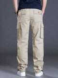 Manfinity Homme Men's Casual Solid Color Cargo Pants With Flap Pockets And Drawstring Waist - MapleCo