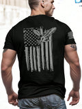 Manfinity LEGND Men Flag And Eagle Printed Round Neck Short Sleeve Casual T-Shirt, For Going Out, For Husband