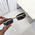 1pc Mini Metal Frame Retro Fashion Glasses, Trendy  Punk Style Gold Color Hipster Accessory