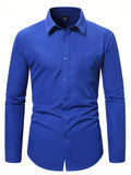 Manfinity Men Solid Button Front Long Sleeve Shirt