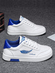 Men's Low-Top Casual Canvas Shoes, Trendy Korean Style, Flat Sneakers, Blue