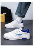 Men's Low-Top Casual Canvas Shoes, Trendy Korean Style, Flat Sneakers, Blue