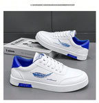 Men's Low-Top Casual Canvas Shoes, Trendy Korean Style, Flat Sneakers, Blue