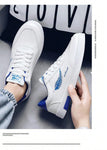 Men's Low-Top Casual Canvas Shoes, Trendy Korean Style, Flat Sneakers, Blue