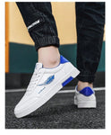 Men's Low-Top Casual Canvas Shoes, Trendy Korean Style, Flat Sneakers, Blue