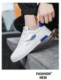 Men's Low-Top Casual Canvas Shoes, Trendy Korean Style, Flat Sneakers, Blue