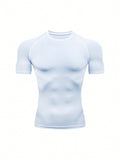 Men Compression Shirt Short Sleeve Gym T-Shirt Running Top Cool Dry Sports Baselayer Workout Undershirt