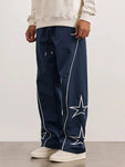 Manfinity Hypemode Loose-Fit Men's Star Pattern Side Stripe Pants - MapleCo