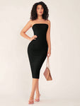 SHEIN BASICS Women'S Strapless Slim Fit Bodycon Casual Dinner Dress - MapleCo