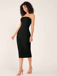 SHEIN BASICS Women'S Strapless Slim Fit Bodycon Casual Dinner Dress