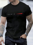 Men's Letter Print Crew Neck Short Sleeve Casual T-Shirt, Summer