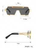 1pair Men Metal Frame One-Piece Lens Fashion Glasses, American Style Sporty Outdoor Trendy Fashion Glasses, Perfect For Outdoor, Street, Sunbathing, Etc - Street Style Collection Shades Accessories