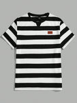 Manfinity Modomio Men Knitted Leisure Striped Short Sleeve T-Shirt - MapleCo