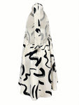 Women Vacation Leisure Random Printed Asymmetrical Hem Halterneck Dress