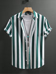 Manfinity Homme Men Vertical Striped Button Up Shirt - MapleCo