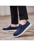 Men's Large Size Single Step Loafers, Designed For Spring, Breathable Sporty Casual Canvas Shoes, Flat Shoes, Wide And Plus-Size - MapleCo