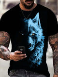 Manfinity LEGND Men Wolf Print Round Neck Short Sleeve Urban T-Shirt, Boyfriend Gift