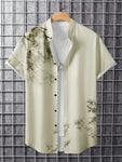 Manfinity RSRT Men Plants Print Button Up Shirt Without Tee - MapleCo