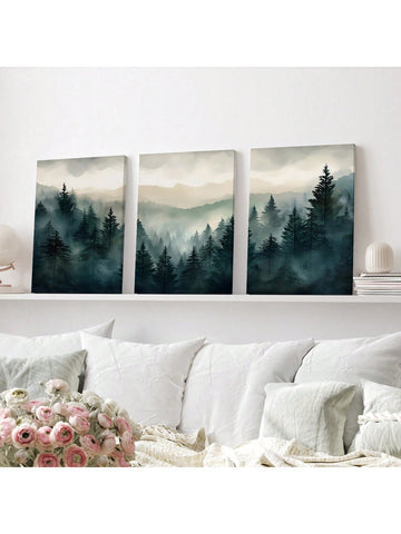 3pcs/Set Unframed Canvas Poster, Modern Art, Mountain Wall Art Canvas Paintings, Landscape Print, Ideal Gift For Bedroom Living Room Corridor, Wall Art, Wall Decor, Winter Decor, Room Decoration