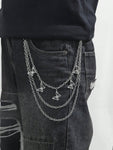 1pc Gold Multilayer Cross Pendant Men Hip Hop Metal Punk Style Pants Chain Street Halloween