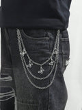 1pc Gold Multilayer Cross Pendant Men Hip Hop Metal Punk Style Pants Chain Street Halloween